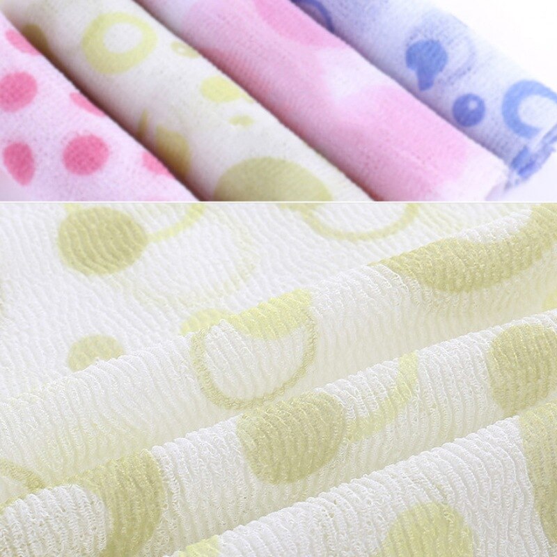 Koreaanse Lange Strips Terug Schuim Badhanddoek Nylon Sterke Zachte Badhanddoek Afdrukken