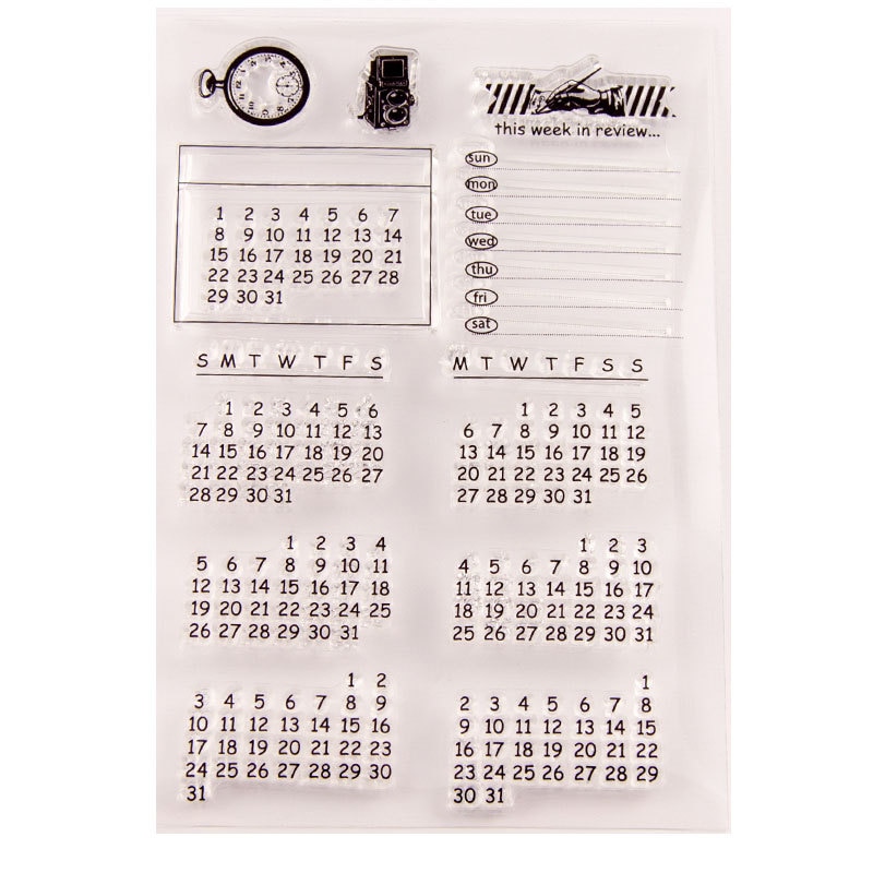 Tampon en Silicone transparent pour calendrier, calendrier, mois, semaine, Plan, tampon en caoutchouc pour scrapbooking, papeterie, tampon standard artisanal, DIY bricolage