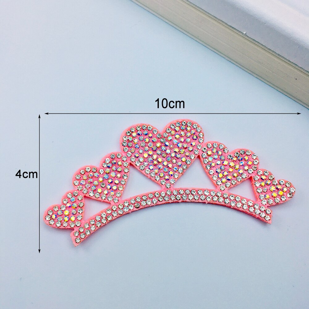 4 stuks kleurrijke, schattige prinsessen zilveren strass kroon applicatie doek voor knutselen/bruiloft/kleding decoratie patch diy accessoires: 3