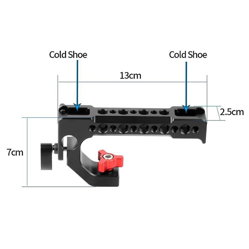 Camera Handle Top Handle Cheese Handle DSLR Camera Cage Top Handle 15mm Rod Hole Cold Shoe Shoe 1/4 Inch 3/8 Inch