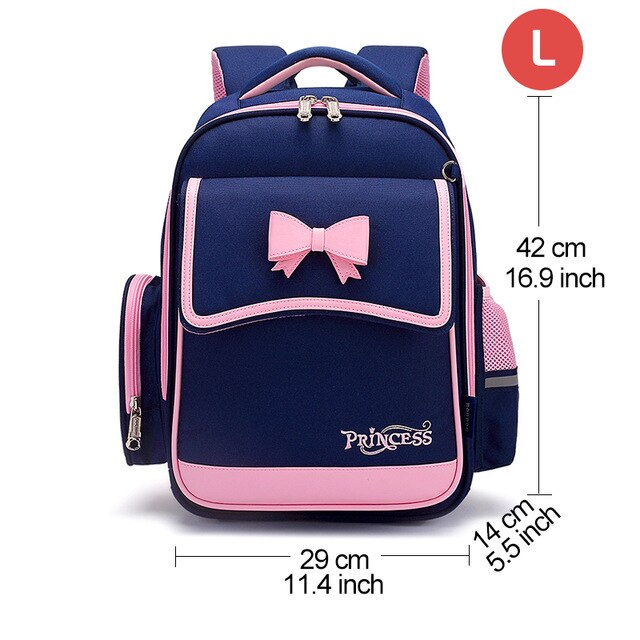 Rugzak voor basisschoolmeisjes, waterdicht, roze oxford-stof, schooltas voor kinderen, rugzak voor meisjes, schattige strik voor kinderen: 1520 donkerblauw-l