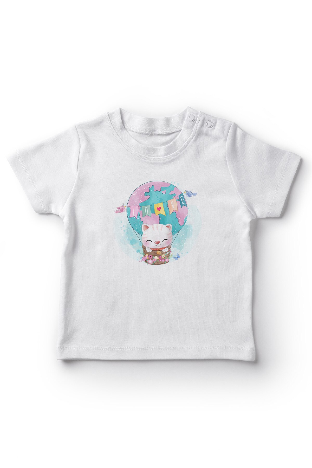 Angemiel Baby Balondaki Cute Cat Baby Girls T-Shirt White