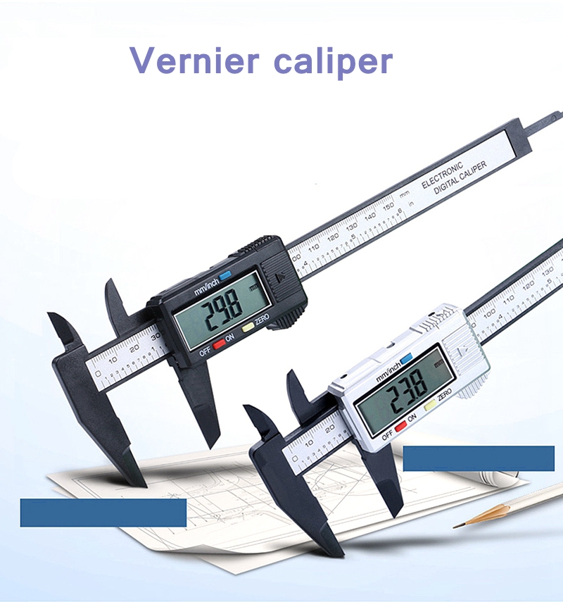 Calibrador Digital electrónico con batería, calibrador Vernier de fibra de carbono, micrómetro, herramienta de medición, regla Digital, 10/15cm