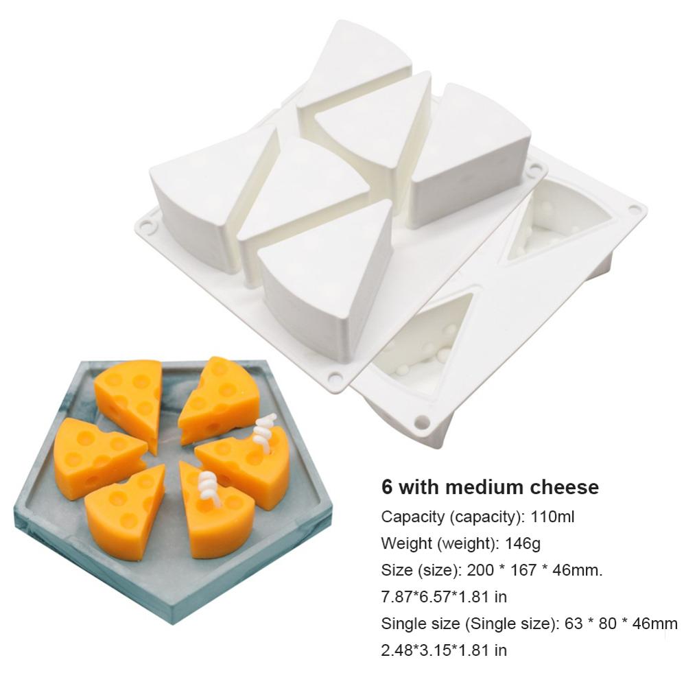 Molde de silicona con 8 agujeros/6 agujeros en forma de queso, moldes de silicona 3D para postres, utensilios de decoración de tartas, utensilio de cocina: 6 Holes Medium