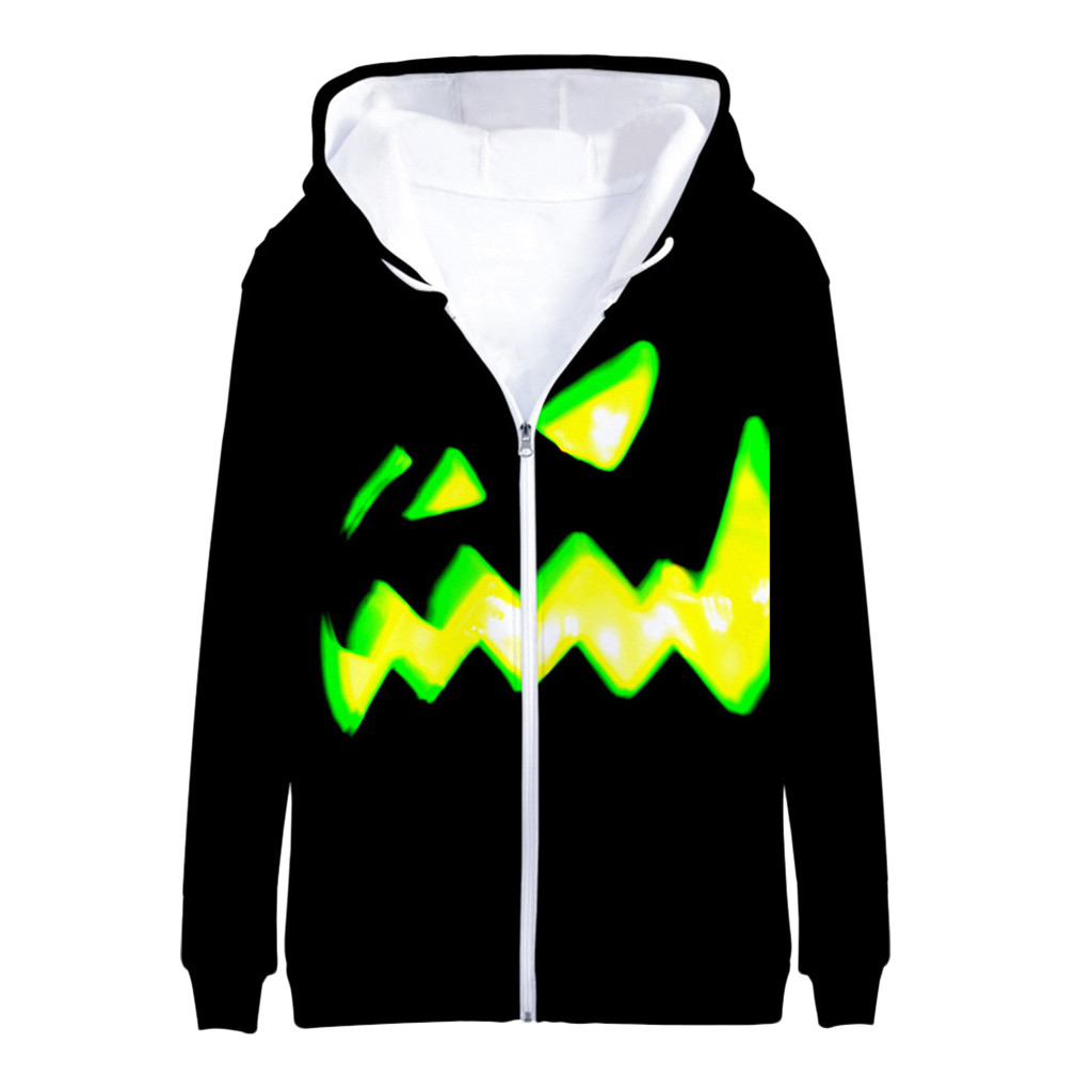 Rits Mannen Casual Lente Herfst Halloween Jas Hooded Contrast Kleur zipper Jassen Uitloper Baseball Wear: XXL