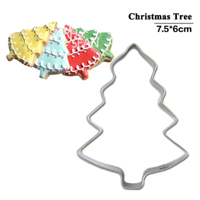 Kerstboom Cookie Tool Cutter Mould Biscuit Druk Icing Set Stempel Mold Rvs Fondant Dessert Fondant Decoratie