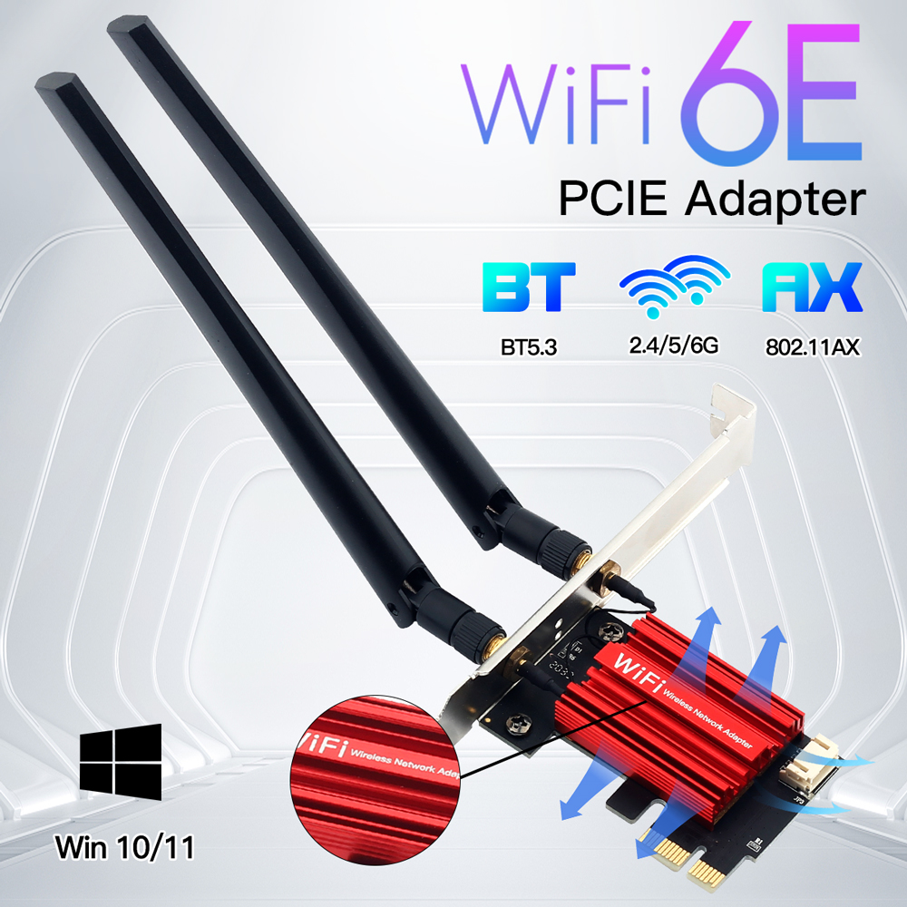 Wifi 6E AX210 PCIE Wifi Adapter 5400Mbps Wireless Ethernet Netzwerk Karte BT 5,3 2,4G/5G/6GHz Dual Band 802,11 AX/AC Für Win 10 11: Default Title