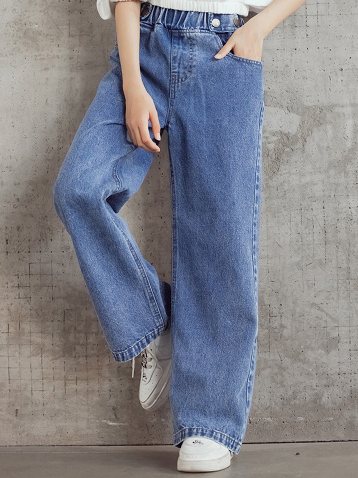 Pantalones vaqueros informales para niña adolescente, pantalón holgado de pierna ancha para niño, 5, 6, 8, 10, 12 y 13 años, primavera y otoño
