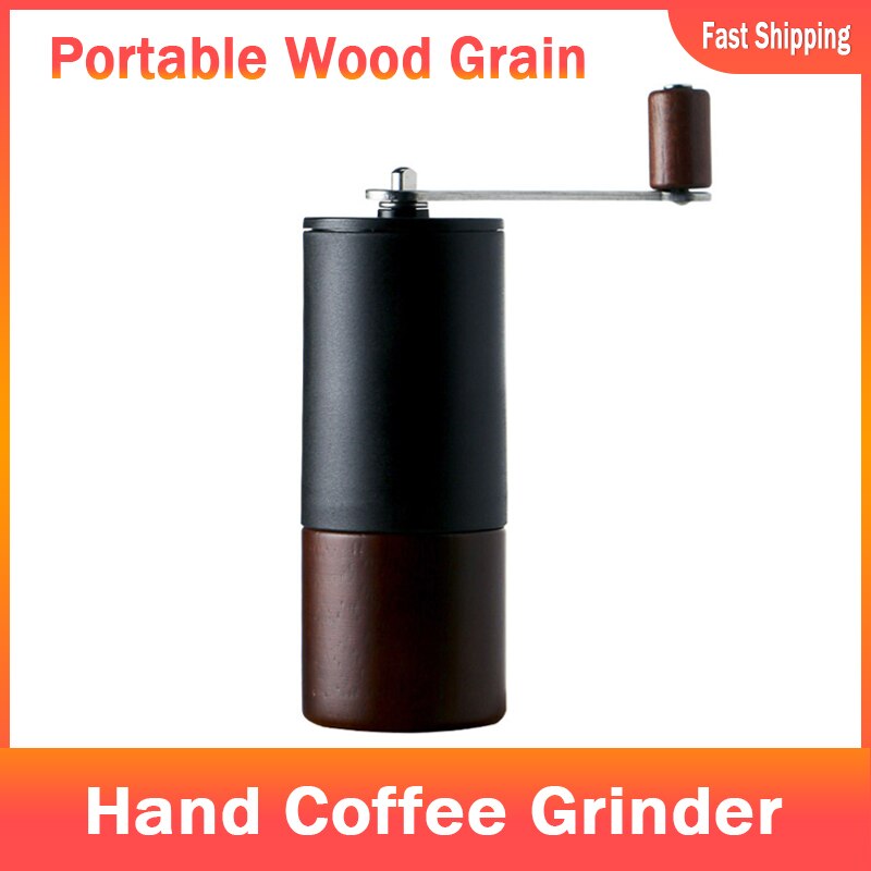 Huishoudelijke Hand Crank Koffiemolen Draagbare Houtnerf Mini Hand Crank Grinder Staal Core Handkoffiemolen