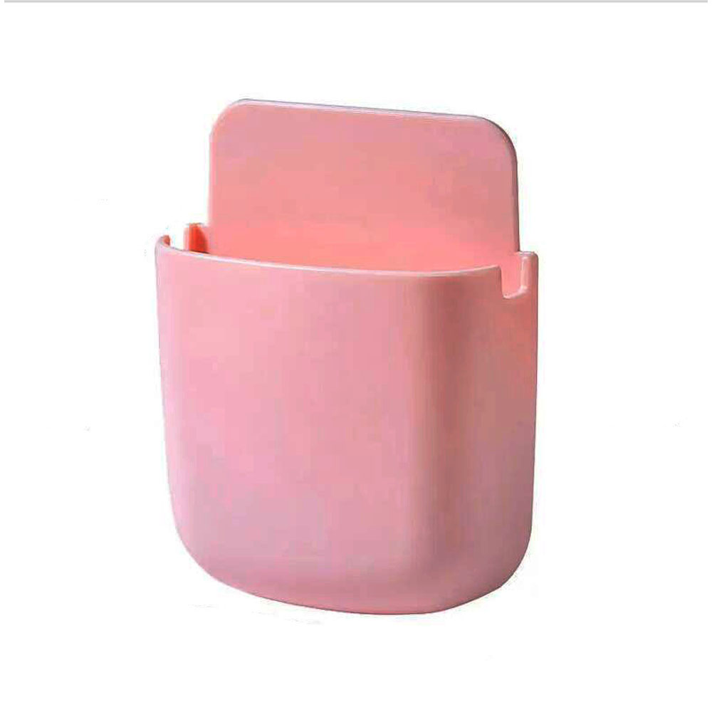 Storage Box Cosmetic Remote Control Holder Bathroom Rack Wall Shelf Adhesive Storage Case Home Organizer Wall Mounted Supplies: PURPLE