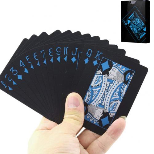 Vandtæt pvc plastik spillekort poker klassiske magiske tricks værktøj ren sort magiske æske-pakket spillekort pokerkasse: Blå