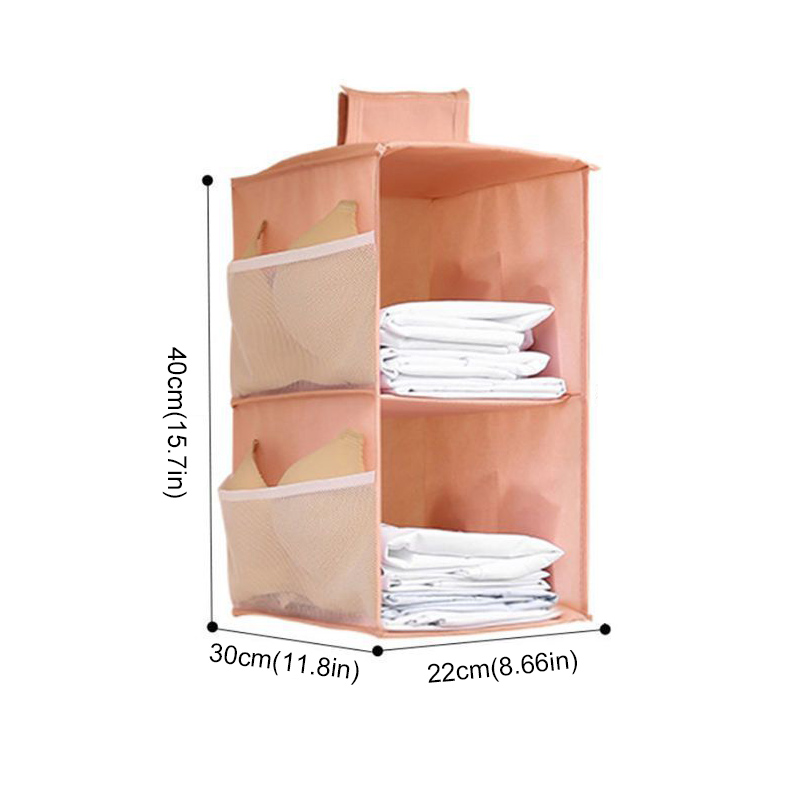 Multi-Layer Hanging Closet Organizer Hanging Bag/Shelf Foldable For Bra Storage Bag Socks Clothes Storage Organizer Hanging Bag: Light Grey