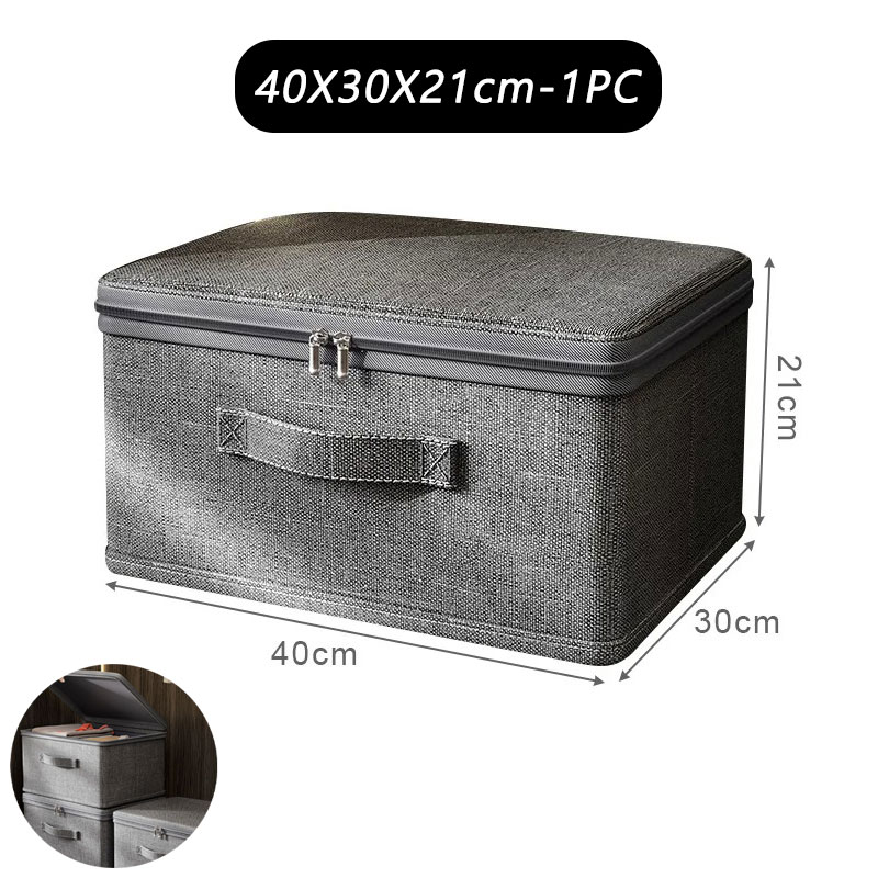 Clothes storage box with zipper Large Capacity Folding Clothes Quilts Organizer Bag Wardrobe Organizer Underwear Storage Box: Brown