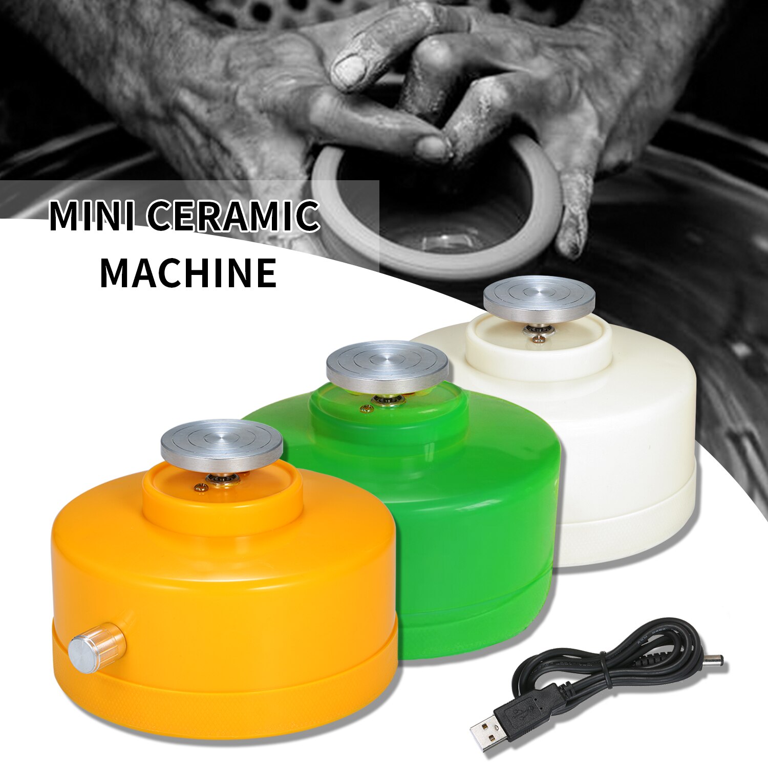 mini tornio per ceramica usb 4.3cm giradischi elettrico fatto a mano per tornitura dell'argilla, macchina per ceramica fai da te