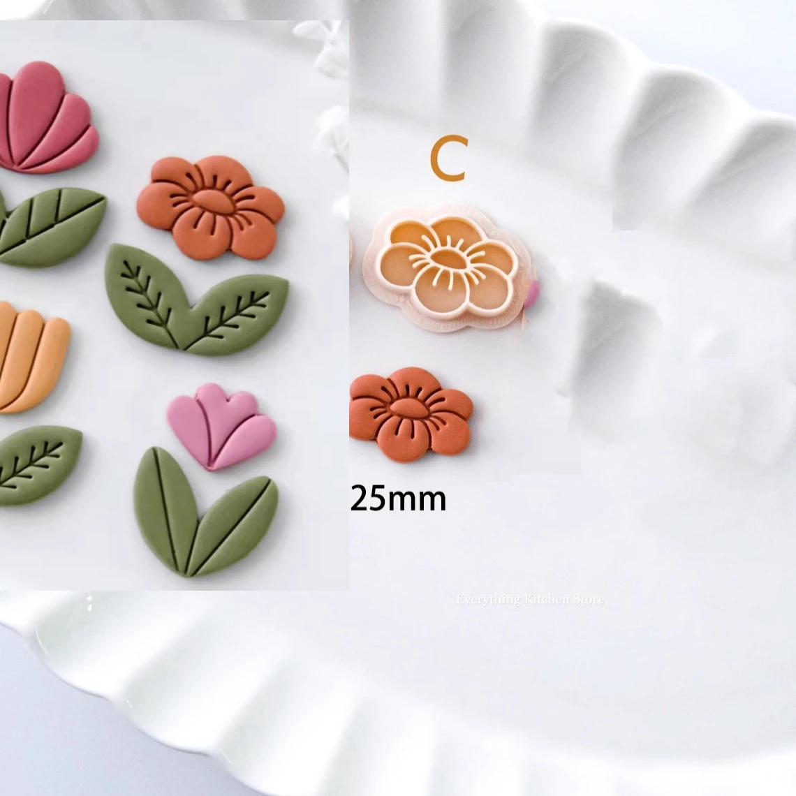 Cortador de arcilla polimérica con forma de Margarita y tulipán, herramientas de corte para modelado de joyería, pendientes de cerámica suave, broche de arcilla, hojas de flores, bricolaje: Amarillo claro
