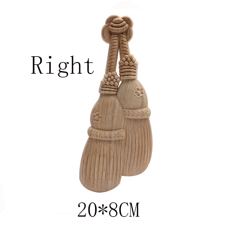 Applique for Home Furniture Unpainted Wood Oak Carved Wave Flower Onlay Corner Decor Wood Carved Long Applique Rubber Wood: C166-3-3