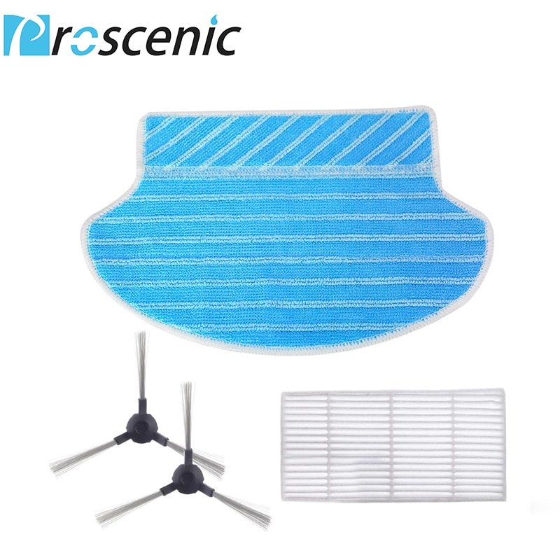 Proscenic 790 T/800 T/820 T/820 P Roboter Staubsauger Ersatz Bausatz, 1 HEPA-Filter, 1 Wischt Tuch Filter und 2 Seite Pinsel