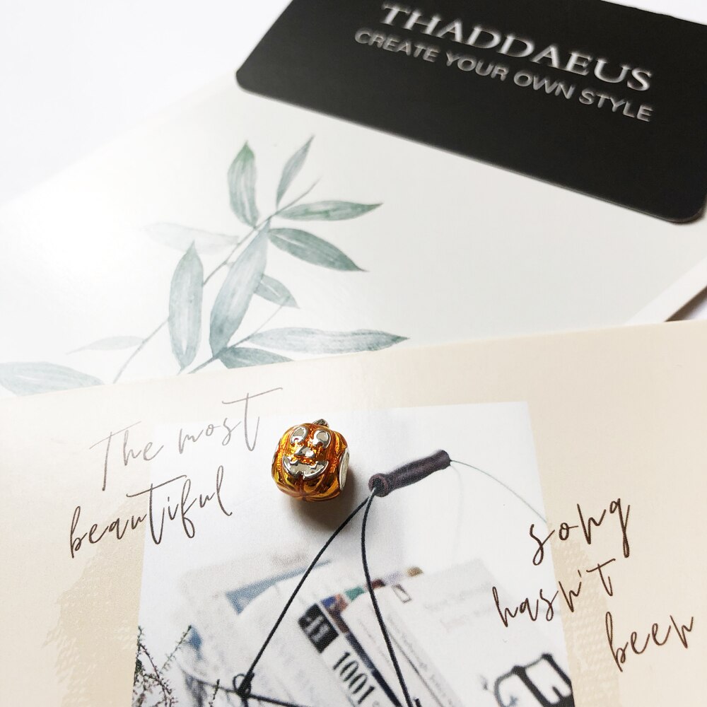 Contas halloween abóbora, prata se encaixa pulseira thomas colar europeu diy bijoux jóias accessorie presente para mulher