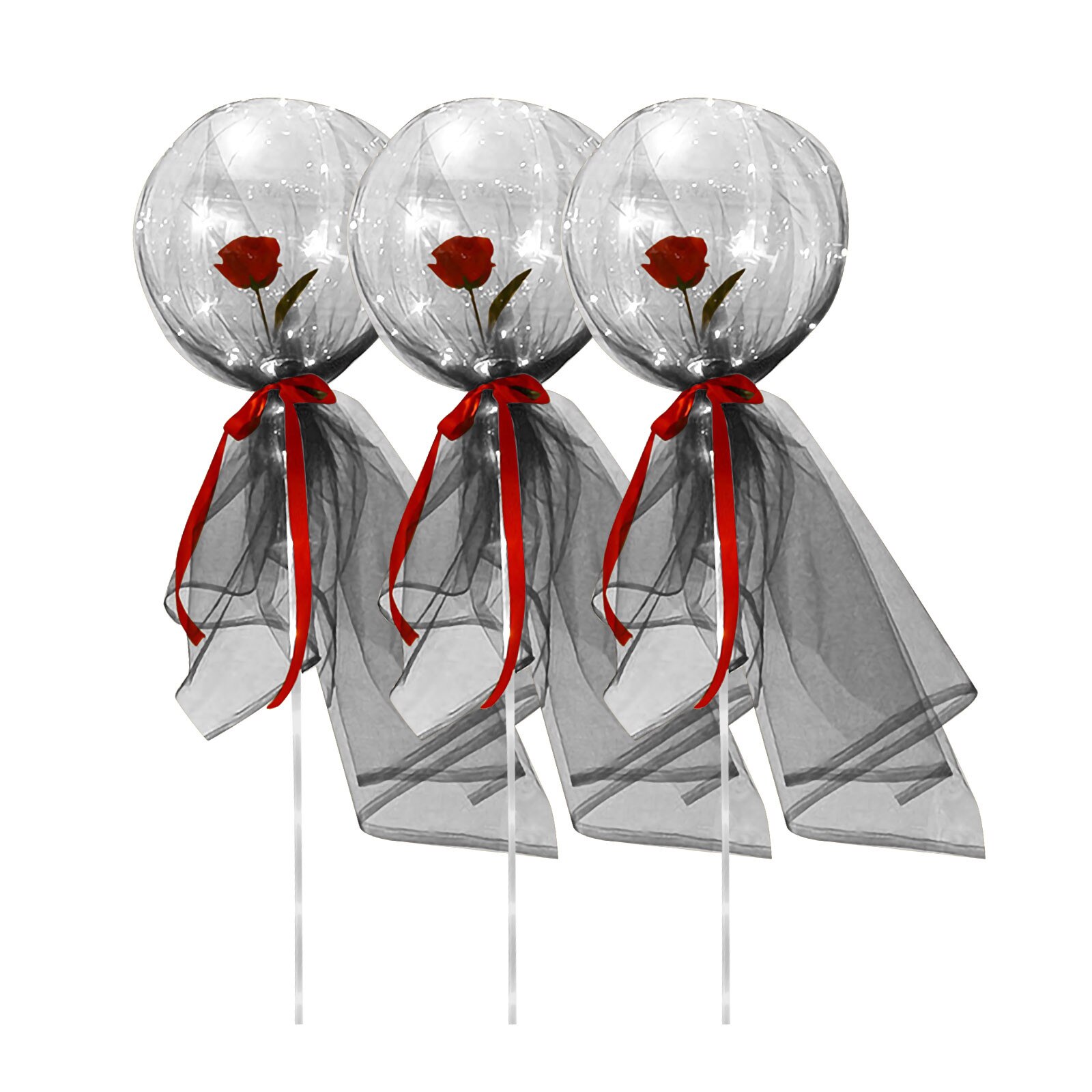 Globo globo de helio Led luminoso para niños, palos transparentes de boda, decoraciones para de cumpleaños, globo con luz LED #30: A