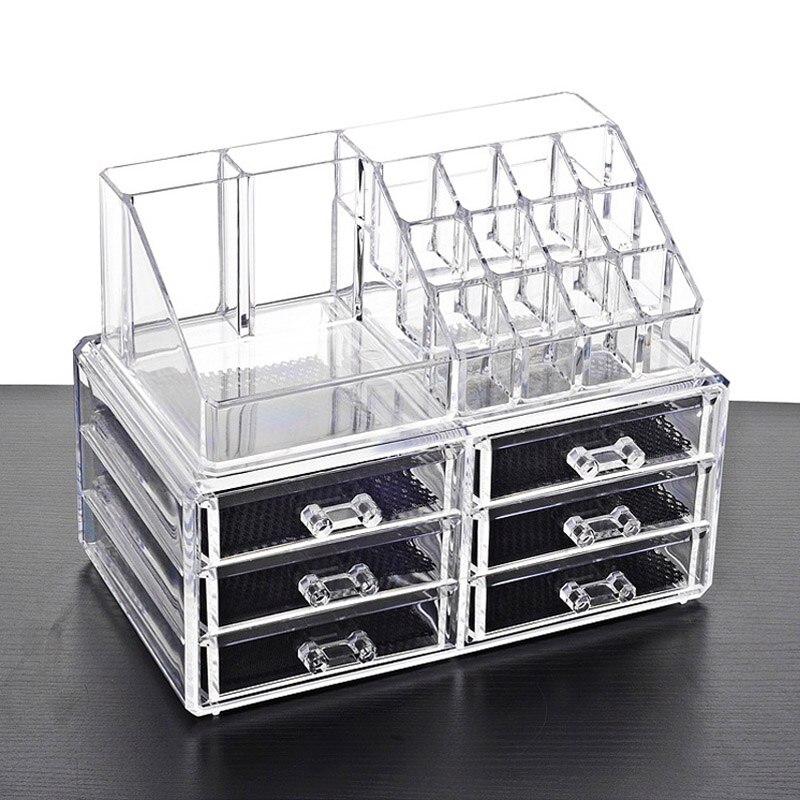 Heldere acryl make-up opbergdoos, nagellakrek, lippenstift, cosmetica opbergdoos, make-up kwast, make-up organizer