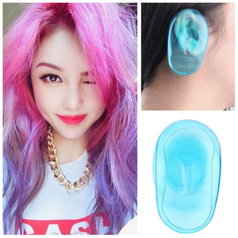2 stk salon hårfarve gennemsigtig blå silikone øredækning skjold barber butik anti farvning ørebeskyttere beskytte ører mod farvestoffet