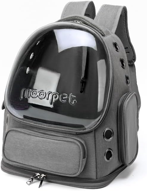 Cápsulas de espaço transparente pet gato mochila ombro duplo respirável pet mochila ao ar livre portátil saco transporte gato transportadora: CINZA