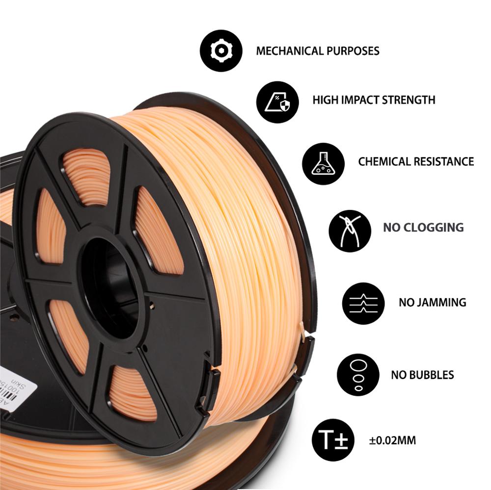 Filaments abrasifs de peau en plastique d'abs d'aw matériel d'abs de 1.75mm pour l'imprimante 3d de fdm avec rohs/atteindre le bateau rapide aucun ABS de bulle