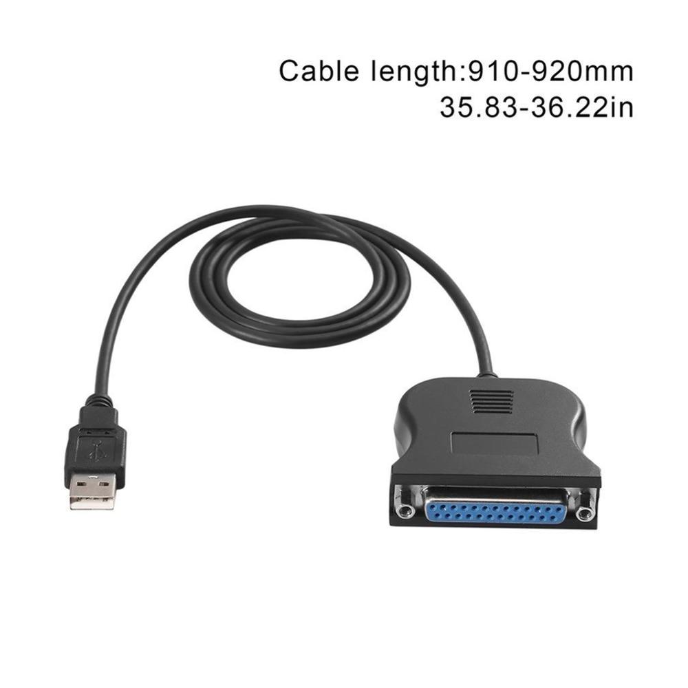 Black Bi-directional Parallel Interface Communication USB to 25 Pin DB25 Parallel Printer Cable Adapter Cord Converter