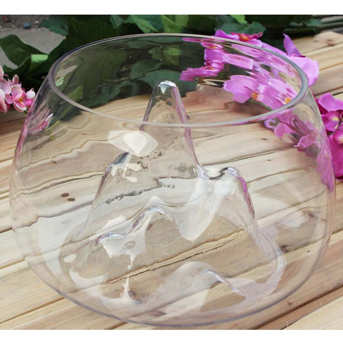 -vas i klart glas akvarium guldfisk akvarie skål hem terrarium dekor ,15cm