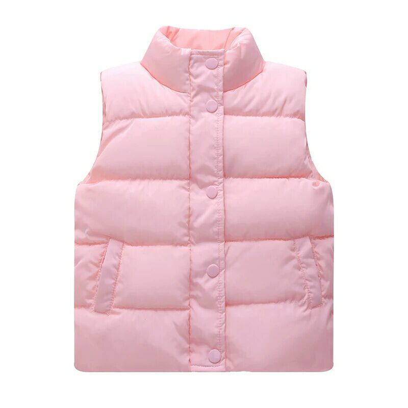 Baby drenge piger dunvest vinter tykkere varm vest høj krave småbørn afslappet toppe tøj solide børn outwear veste 3-8t