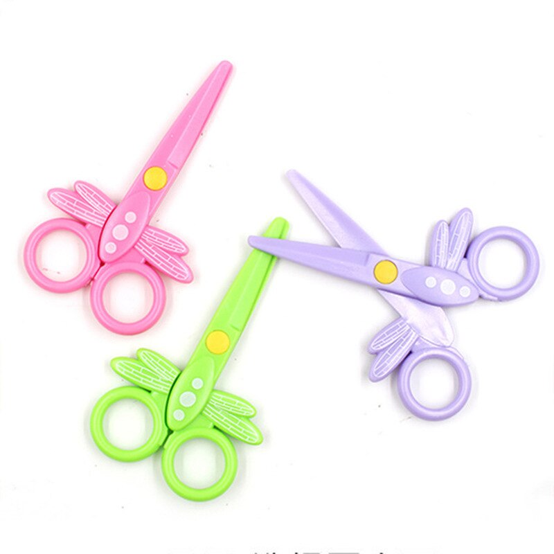Ciseaux de sécurité en plastique dessin animé libellule forme mini manuel tête ronde étudiant papier coupe ciseaux pour enfants maternelle