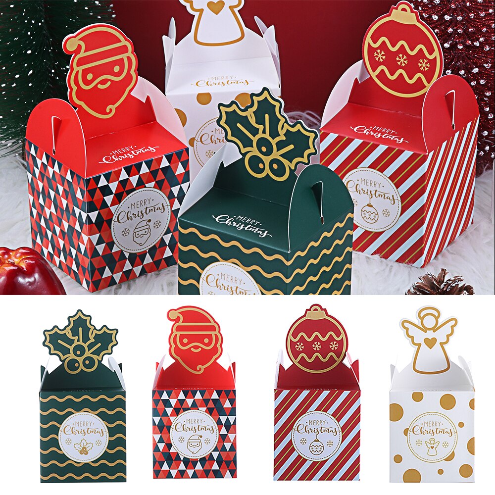 5 stk / sæt glædelig jul slikpose taske juletræskasse papir æblekasse slikpose containerforsyning dekoration