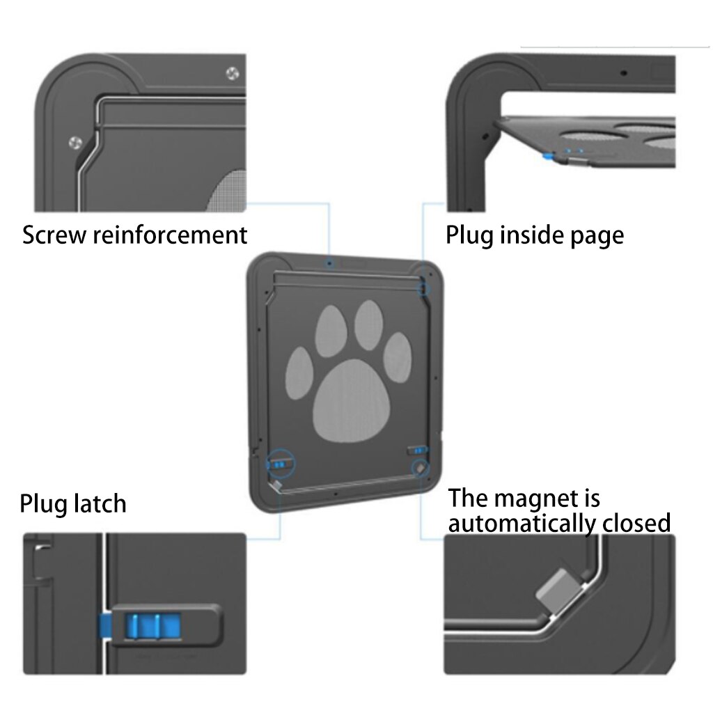 Lockable Dog Cat Kitten Door Security Flap Door Nylon Mesh Footprint Animal Small Pet Cat Dog Gate Door Pet Supplies
