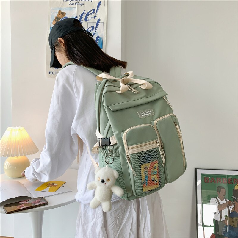 DIFA-mochila con hebilla portátil para mujer, Bolsa Escolar de nailon resistente al agua, con múltiples bolsillos, para ordenador portátil