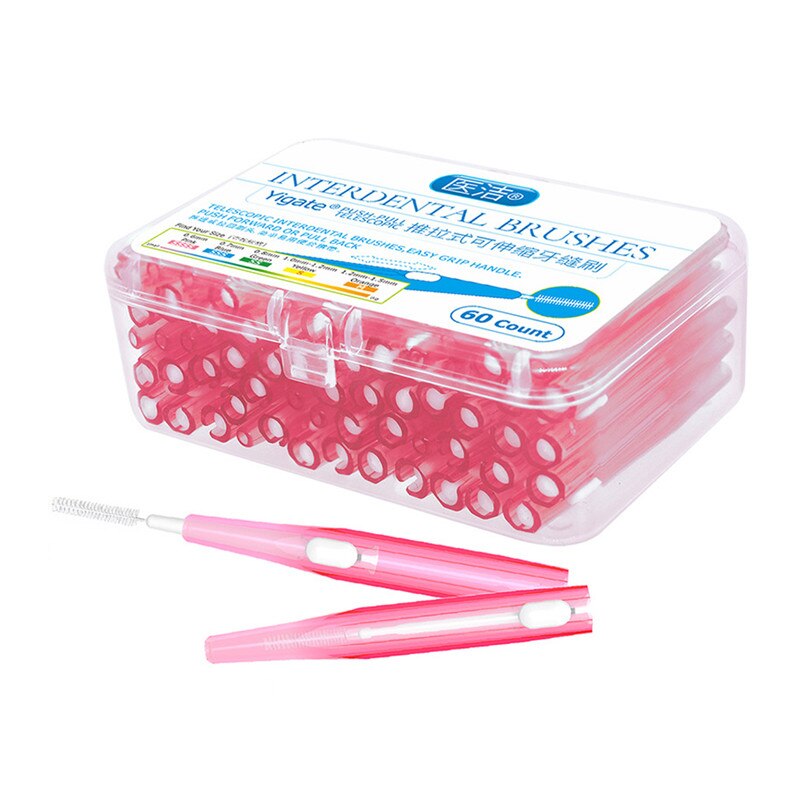 60Pcs 0.6-1.5Mm Rager Schoonmaken Tussen Tanden Push-Pull Escova Verwijdert Voedsel En Plaque Beter tanden Mondhygiëne Tool