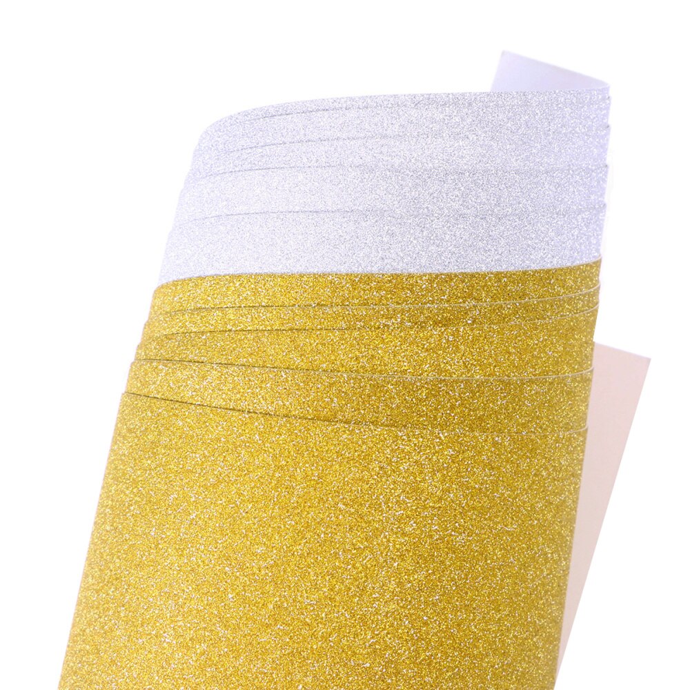10pcs A4 Sheets Glitter Cardstock Card Making Diy Material Sparkling Craftwork Scrapbooking (Gold & Silver)