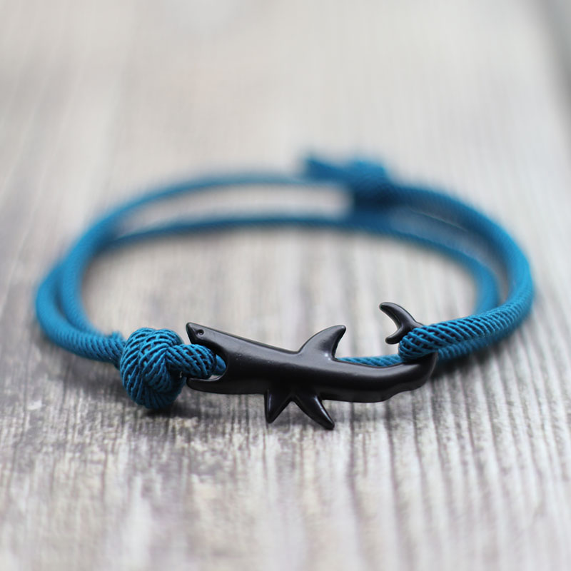 Noter haj armbånd unisex dobbelt lag justerbar 3mm snor kæde armbånd strand smykker tilbehør surfer armbånd pulsera