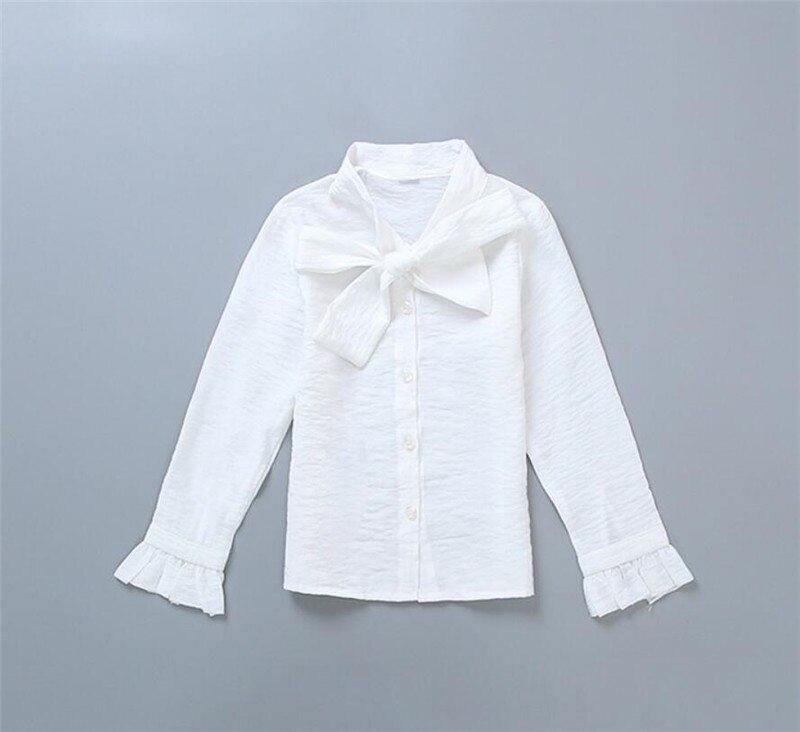 Kinderblouse voor meisjes wit overhemd strik kleding tienershirts kinderkleding schooluniform 4 5 6 7 8 9 10 11 12 jaar: 4t