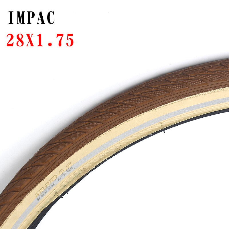 Cykeldæk impac 28 tommer 47-622 ståldæk 28 x 1.75 brun hudfarve kant reflekterende stribe cykeldæk