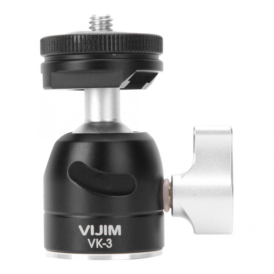 VIJIM VK-3 Camera Tripod Ball Head Mini Rotating Ballhead Universal 1/4 Screw for SLR Camera Fill Light Tripod Monopod, etc