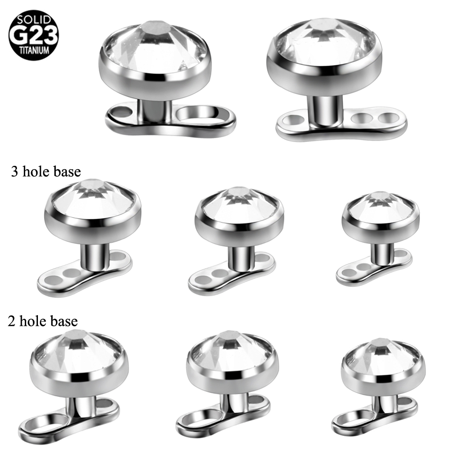10 stks/partij G23 Titanium Piercing Micro Dermal Anker Base & Tops Skinner Diver Crystal Gem Head Implantaten Body Piercing Sieraden