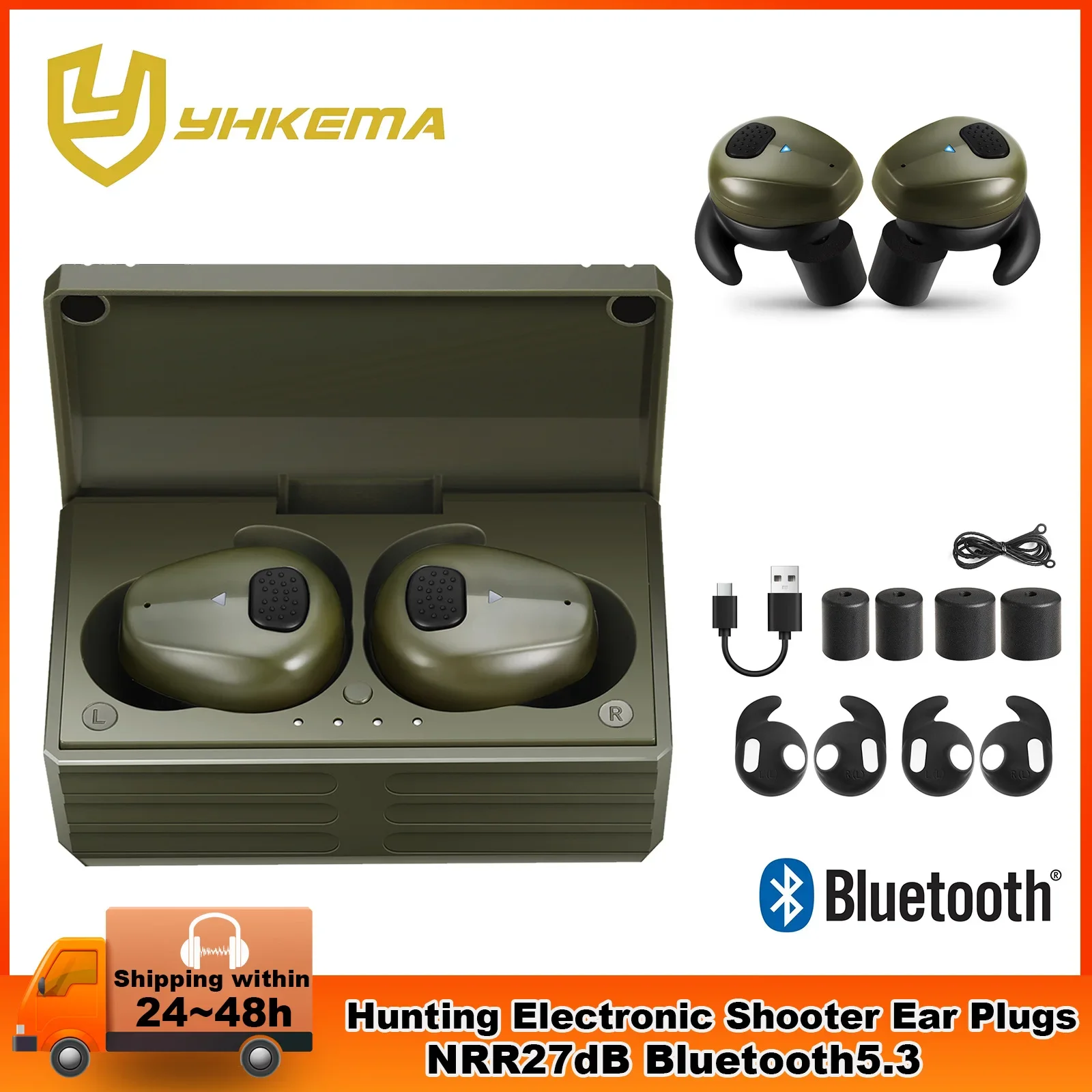 Elektronische opnamen NRR27dB Bluetooth5.3 Ruisonderdrukking Oordopjes Geluidsversterking Ruisonderdrukkende gehoorbescherming Oordopjes