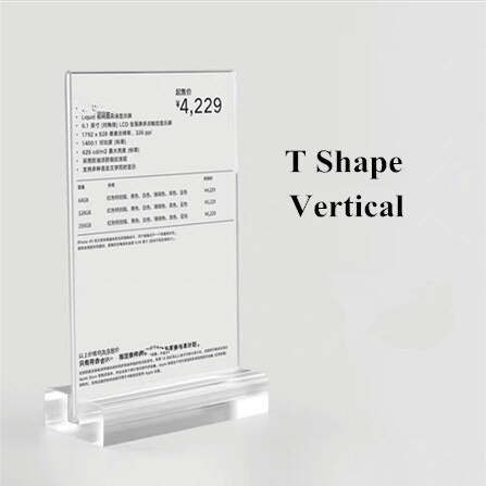 A6 T / L Shaped Transparent Acrylic Table Top Menu Holder Stand Restaurant Hotel Advertising Poster Card Display Stand: A6 T Vertical