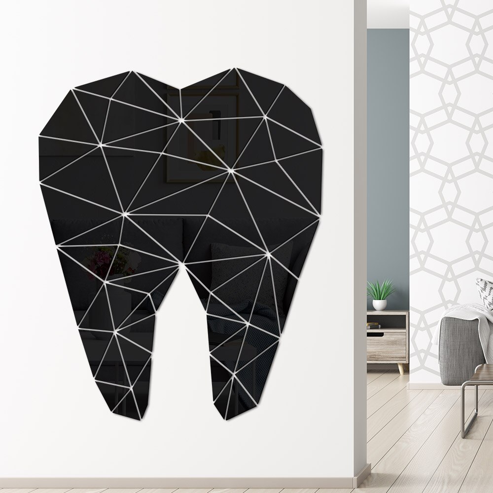 Miroir acrylique mural en forme de dent | Autocollant pour praticiens dentaires, clinique, stomatologique, orthodontie d'hôpital, salle d'art, étui