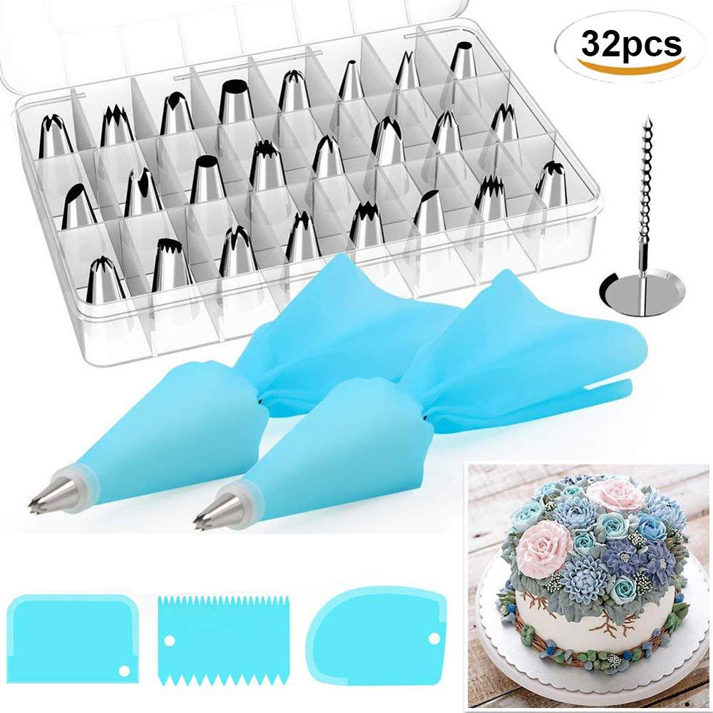 32 Pcs Cake Decorating Tips Set Rvs Cake Nozzles Russische Tips Tulp Icing Piping Nozzle Fondant Cakes Cupcake Gereedschap