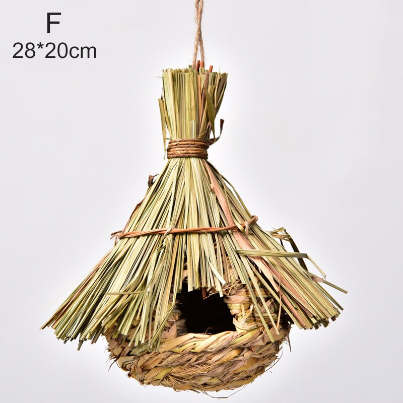 Birds Nest Hand-knitted Gourd Bird House Natural Grass Egg House Outdoor Gardening Decoration Pet Bird Nest Supplies: F