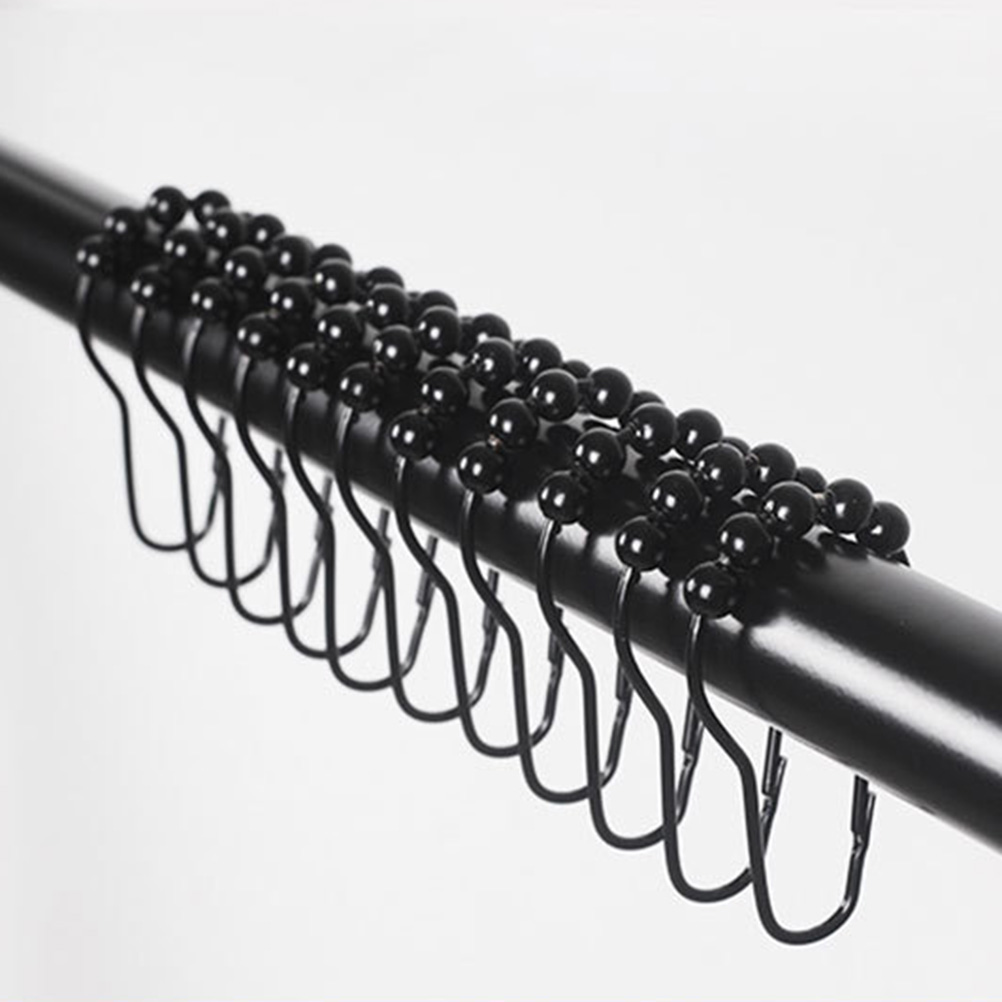 Ganchos de Metal para anillos de cortina, rodamientos de bolas de rodillo de ducha, Clips colgantes silenciosos, decoración del hogar, accesorios de baño, 12 Uds.