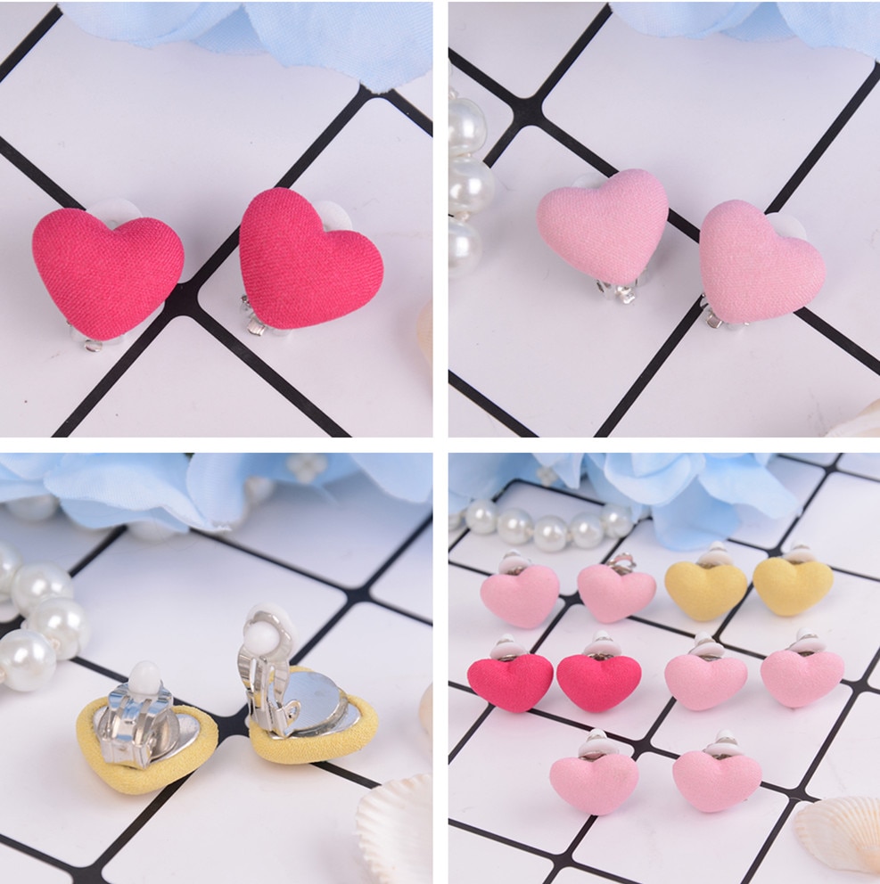 1 Paar Roze Hart En Star Bloemvorm Kinderen Oorbellen Mooie Oorbellen Voor Meisjes Zonder Oor Gat Clip Oorbellen
