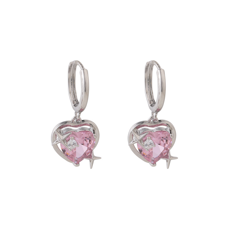 Goth Harajuku Pink Peach Heart Pendant Earrings For Women Egirl Sweet Cool Aesthetic Y2K Accessories Jewelry
