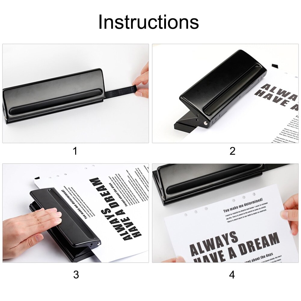 1PC 6 Hole Punch Loose-Leaf Standard Puncher Paper Adjustable Stapler Home Office Binding Supplies Student Stationery Equipment